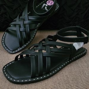 REPORT WOMENS BLACK STUDDED AGAVE GLADIATOR SANDALS